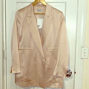 Shell pink & Other Stories satin blazer size 6